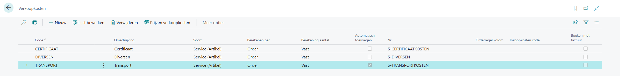 Voorbeeldscherm Verkoopkosten